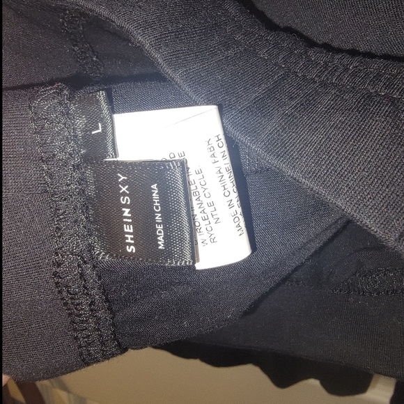 NWOT SHEIN 2 PEICE hooded high cut shirt with matching leggings Black - Picture 7 of 8